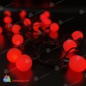 Гирлянда нить с насадками ШАРИКИ D40мм, 5м., 20 LED, красный, без мерцания, черный провод. 07-3537