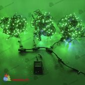 Гирлянда на деревья, спайдер, 3х20м, 60м, 600 LED, 24B, зеленый, 8 режимов свечения, черный провод. 07-3414