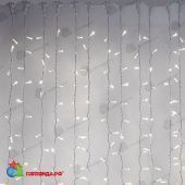Гирлянда светодиодный занавес 2x3 м., 600 LED, Белый, без мерцания, белый провод (каучук). 04-4366