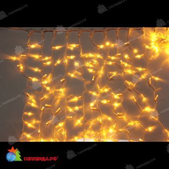 Гирлянда светодиодный занавес, 2х9м., 1800 LED, желтый, без мерцания, без контроллера, белый провод (пвх), с защитным колпачком. 11-1406