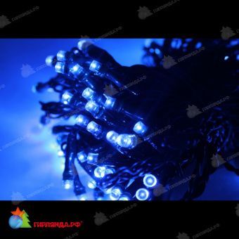 Гирлянда Нить, 10м., 411 LED, синий, без мерцания, темно-зеленый провод (пвх), без колпачка. 11-1634