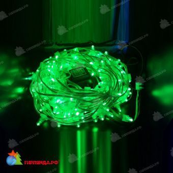 Гирлянда на деревья, Клип-лайт 100м, 666 LED, 12B, зеленый, с мерцанием, прозрачный провод, с защитным колпачком. 11-2386