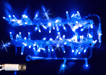 Гирлянда Нить, 5+5м., 100 LED, Синий, с мерцанием, прозрачный провод (резина). 07-3866