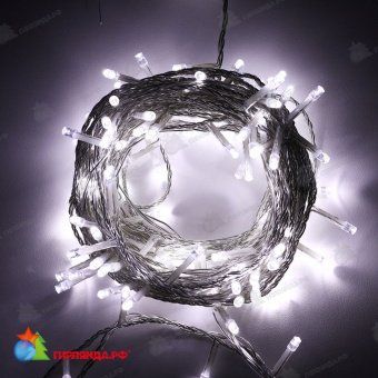 Гирлянда Нить 20 м., 200 LED, холодный белый, без мерцания, прозрачный провод (силикон), 24В. 04-3409