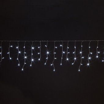 Гирлянда Бахрома, 3,2х0.9м., 168 LED, холодный белый, без мерцания, черный резиновый провод (Каучук), с защитным колпачком, 220В. 04-3170