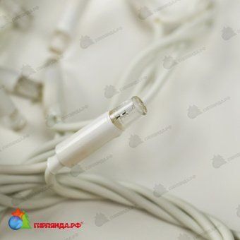Гирлянда Нить 10 м., 120 LED, теплый белый, с мерцанием, белый резиновый провод (Каучук), с защитным колпачком. 10-3740.