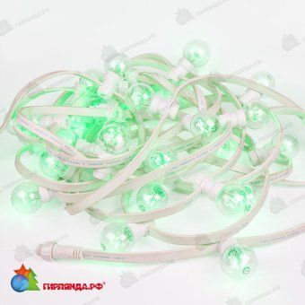 Белт лайт, 10м., 30 ламп x 6 LED, зеленый, без мерцания, белый ПВХ провод. 14-1600