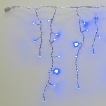 Гирлянда Бахрома, 5х0.5м., 250 LED, синий, с мерцанием, прозрачный ПВХ провод (Без колпачка). 05-1914