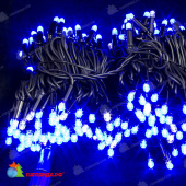 Гирлянда Нить 20 м., 200 LED, синий, с мерцанием Холодный Белый, черный провод (каучук). 03-4158