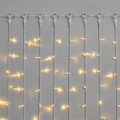 Гирлянда светодиодный занавес, 2х3м., 600 LED, теплый белый, без мерцания, белый резиновый провод, с защитным колпачком. 16-1131