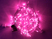 Гирлянда Нить, 10м., 100 LED, Розовый, с мерцанием, прозрачный провод (пвх). 07-3802