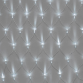 Светодиодная сетка 2x3 м., 388 LED, холодный белый, без мерцания, прозрачный ПВХ провод с защитным колпачком. 16-1148