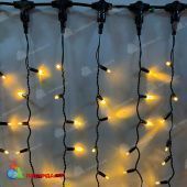 Гирлянда светодиодный занавес, 2х1,5м., 380 LED, теплый белый, с мерцанием, черный провод (пвх), с защитным колпачком. 13-1356