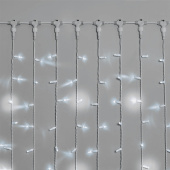 Гирлянда светодиодный занавес, 2х6м., 1000 LED, холодный белый, с мерцанием, белый резиновый провод, с защитным колпачком. 16-1140