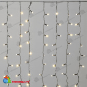 Гирлянда Занавес Облегченный c Колпачком 2 x 1 м Тепло-Белый 220В, 200 LED, провод Черный Каучук 2,3мм, IP65 04-5353