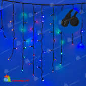 Гирлянда Бахрома 3х0.7 м., 200 LED, мульти, с мерцанием, черный резиновый провод (Каучук), с защитным колпачком. 10-3690.