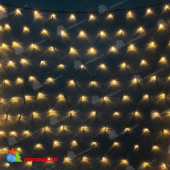 Светодиодная сетка, 2х3м., 384 LED, Желтый, черный провод (пвх). 04-5274