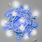 Гирлянда Нить 10 м., 100 LED, синий, с мерцанием, белый резиновый провод, с защитным колпачком. 16-1046
