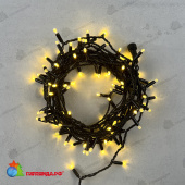 Гирлянда Нить с Колпачком 10м Золотой, 100 LED, провод Черный ПВХ, IP65 04-5382