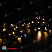 Гирлянда Нить 10 м., 100 LED, теплый белый, с мерцанием, черный резиновый провод (Каучук). 06-3305