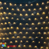 Светодиодная сетка 2x3 м., 384 LED, теплый-белый, черный ПВХ провод (с защитным колпачком), 220В. 04-5019