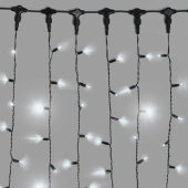 Гирлянда светодиодный занавес, 2х6м., 1000 LED, холодный белый, с мерцанием, черный резиновый провод, с защитным колпачком. 16-1144