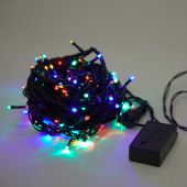Гирлянда Нить, 10м., 100 LED, мульти цвет, с мерцанием, контроллер, черный ПВХ провод. 05-1980
