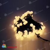 Гирлянда нить с насадками Шарики D25мм, 15м., 100 LED, теплый белый, черный резиновый провод (Каучук). 11-1722