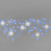 Гирлянда Бахрома 3х0.6м., 108 LED, синий-белый, с мерцанием, белый резиновый провод (Каучук), с защитным колпачком. 16-1018
