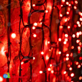 Гирлянда светодиодная Занавес 2х1,5м 360 Led Красный черный каучук IP67 постоянное свечение 230В блок в комплекте 14-2090