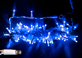 Гирлянда Нить, 10м., 100 LED, Синий, с мерцанием, белый провод (пвх), с защитным колпачком. 07-3788