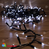 Гирлянда светодиодная Кластер 10м 200 Led Холодный Белый черный каучук IP67 постоянное свечение 230В 14-2360
