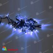 Гирлянда Нить, 10м., 100 LED, синий, без мерцания, черный резиновый провод (Каучук), с защитным колпачком. 11-1699