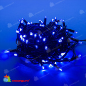 Гирлянда Нить 10 м., 120 LED, синий, с контроллером, черный резиновый провод (Каучук), с защитным колпачком. 10-3787