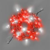 Гирлянда Нить 10 м., 100 LED, красный, с мерцанием, прозрачный ПВХ провод, с защитным колпачком. G16-1038