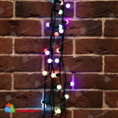 Гирлянда светодиодная Мультиколоршарики Ø17,5мм 20м 200 Led RGB черный пвх IP65 быстрая смена цвета 230В 14-2324