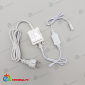 Трансформатор 20W с выпрямителем для Нитей 24В, до 600 LED, провод Белый Каучук. 04-5265