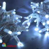 Гирлянда Нить 10 м., 100 LED, холодный белый, с мерцанием, белый резиновый провод (Каучук), с защитным колпачком. 06-3066
