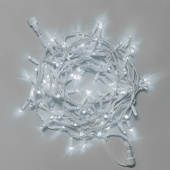 Гирлянда Нить 10 м., 100 LED, холодный белый, без мерцания, белый резиновый провод (Каучук), с защитным колпачком. G16-1051
