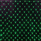 Светодиодная сетка, 2х1,5м., 192 LED, зеленый, 8 режимов свечения, прозрачный ПВХ провод. 07-3393