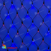 Светодиодная сетка 2х1.5 м., 288 LED, красно-синий, без мерцания, черный резиновый провод (Каучук), с защитным колпачком. 10-3708.
