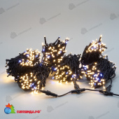 Комплект 3 Тепло-Белых Нити по 20м с Мерцанием Белого Диода, 600 LED, провод Черный Каучук 2,3мм, IP54 04-5344