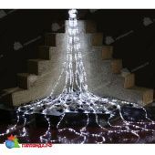 Гирлянда светодиодный занавес Водопад 5 нитей 9 м., 1440 LED, холодный белый, прозрачный ПВХ провод. 13-1206