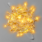 Гирлянда Нить 10 м., 100 LED, желтый, без мерцания, белый резиновый провод (Каучук), с защитным колпачком. G16-1056