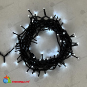 Гирлянда Нить 10м Белая 220В, 100 LED, провод Черный ПВХ, IP54 04-5365