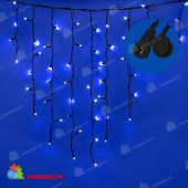 Гирлянда Бахрома 3х0.7 м., 200 LED, холодный белый, с мерцанием, черный резиновый провод (Каучук), с защитным колпачком. 10-3692.