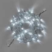 Гирлянда Нить 10 м., 100 LED, холодный белый, без мерцания, прозрачный ПВХ провод, с защитным колпачком. 16-1031