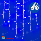 Гирлянда Бахрома 3х0.7 м., 200 LED, синий, без мерцания, белый резиновый провод (Каучук), с защитным колпачком. 10-3784