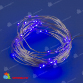 Гирлянда светодиодная "Роса" на батарейках, 2м. 20 LED. Фиолетовый свет. Провод медный. 10-3829