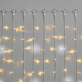 Гирлянда светодиодный занавес, 2х9м., 1500 LED, теплый белый, с мерцанием, белый резиновый провод, с защитным колпачком. 16-1146